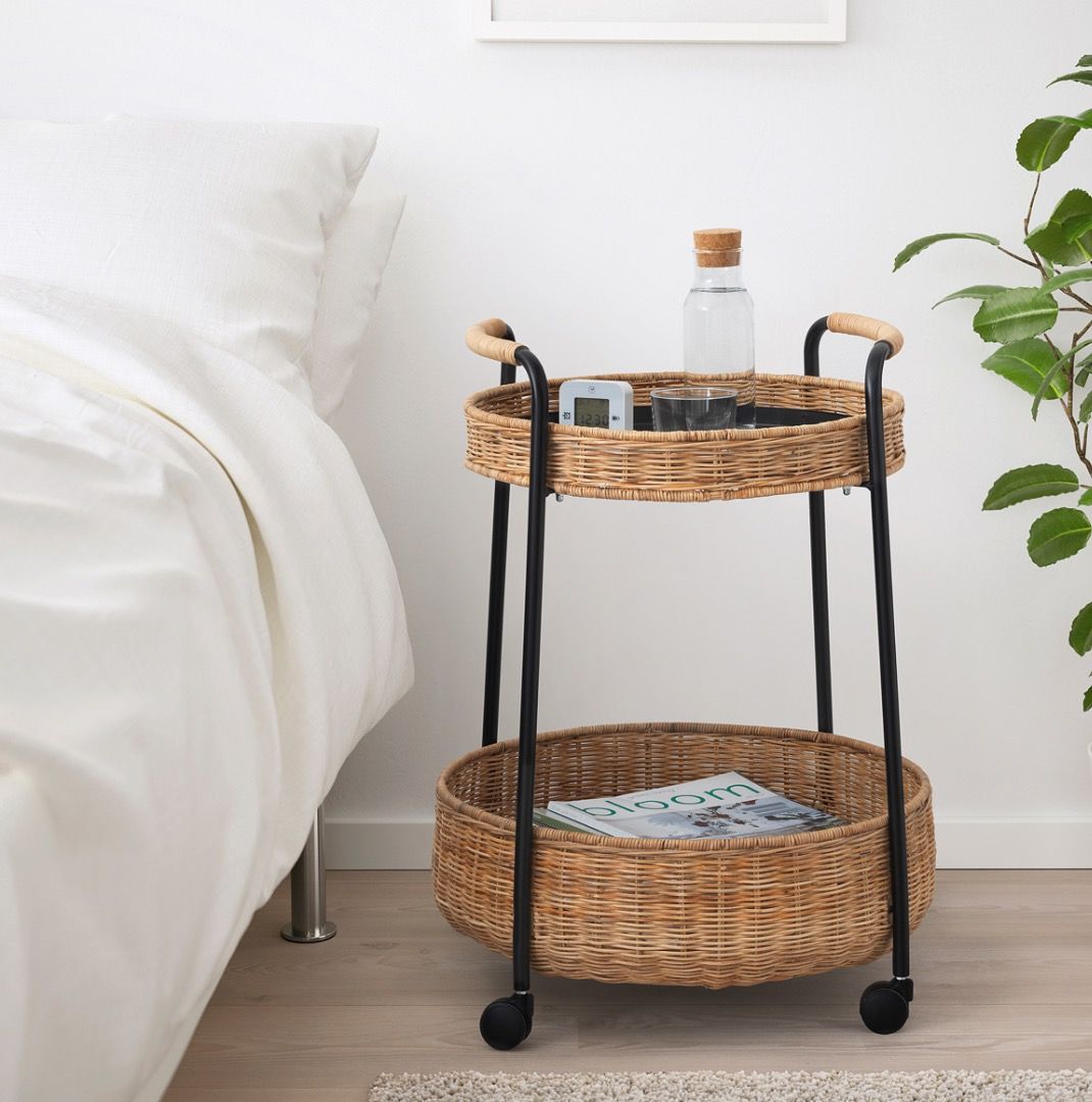 IKEA LUBBAN Serving Cart Trolley (Category: Other Home Furniture) located in Rizal. Submitted by jpspaceph (Listing ID 1396022520, Image 1). Description: 🌟 SRP: 2,500 (SRP: 3999) 🌟 RFS: Decluttering 🌟 Condition: Like new. Minor markings (photo) 🌟 MOP: GCASH 🌟 NO MEET-UPS 🌟 Same-day delivery via Grab/Lalamove (buyer’s expense) Details: - IKEA LUBBAN serving cart - Two rattan shelves - Sturdy black metal frame - Easy to maneuver with handles 