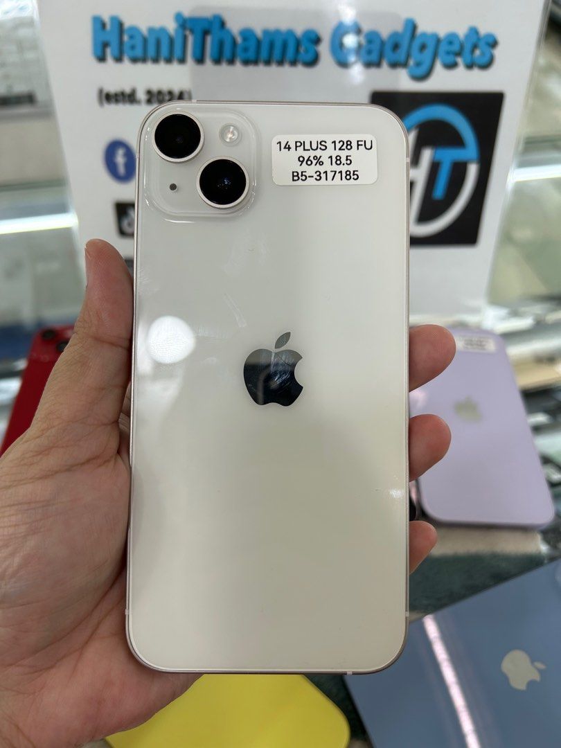 Iphone 14 128gb (Category: iPhone 14 Series) located in San Juan City. Submitted by nunte2249224 (Listing ID 1395988021, Image 1). Description: Iphone 14 128gb Battery health - 94% pataas Colors - white, blue, blackand red purple Openline No history of repair No hidden issues Free 3u tools Unli checking and unli reset Face id and true tone working 100% legit MOP: -cash -gcash -ggives and spaylater (with 6% interest) -credit card -bank transfer - 