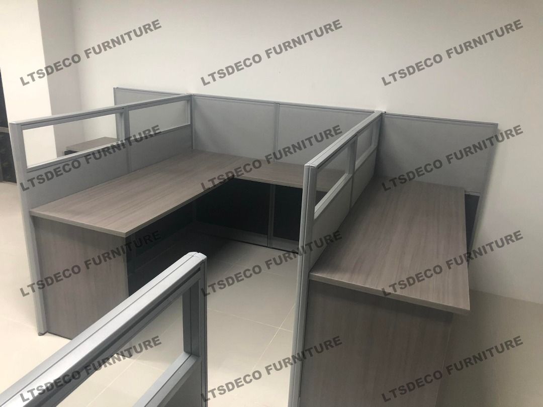 L - SHAPE WORKSTATION CUBICLE WITH GLASS \ OFFICE FURNITURE, Furniture ...