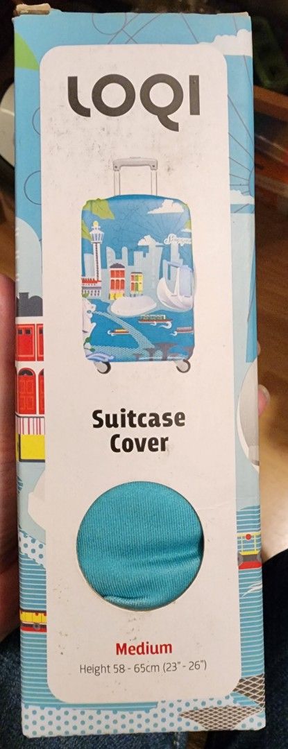 LOQI Singapore Suitcase Cover Medium (Category: Luggage) located in Quezon City. Submitted by cotjabjigs (Listing ID 1395952592, Image 1). Description: Protect your luggage with this LOQI suitcase cover featuring a vibrant Singapore design. It's designed for medium-sized suitcases, with a height range of 58-65cm (23"-26"). The cover is made to stretch and fit snugly, protecting your luggage from the elements and potential theft. It's a stylish wa