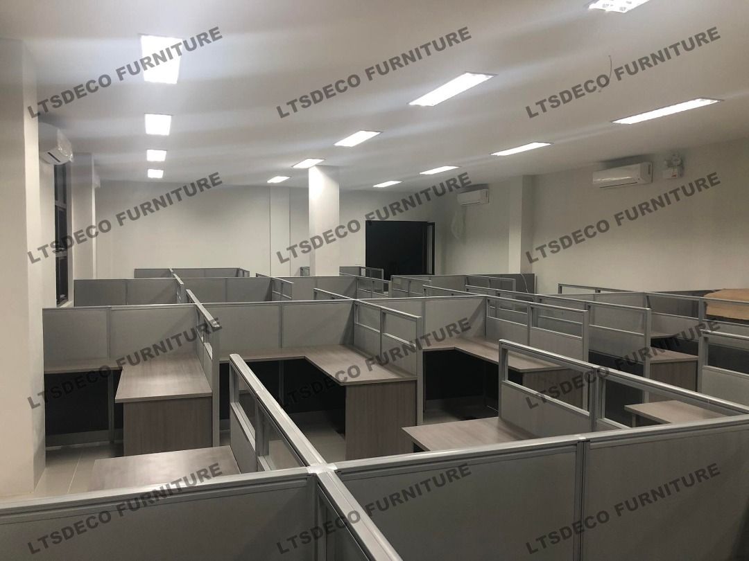 L-SHAPE WORKSTATION CUBICLE WITH GLASS \ OFFICE PARTITION, Furniture ...