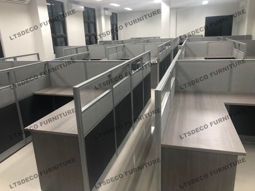 L-SHAPE WORKSTATION CUBICLE WITH GLASS \ OFFICE PARTITION, Furniture ...