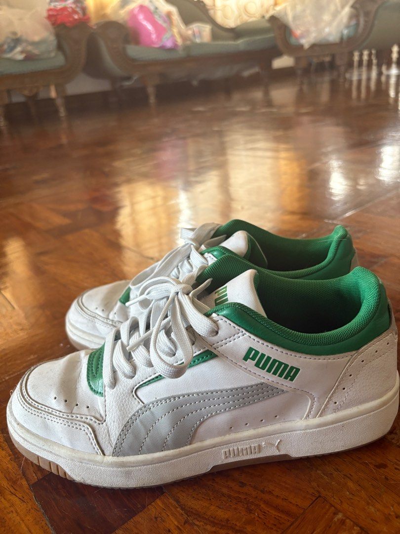 Puma White and Green Sneakers (Category: Sneakers) located in Manila. Submitted by nursingstudent2003 (Listing ID 1395935600, Image 2). Description: rfs: decluttering eur 38 us 6.