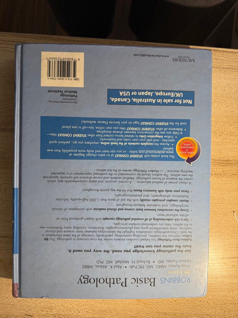 robbins basic pathology (Category: Textbooks) located in Setiu. Submitted by amercekmokkk (Listing ID 1395934027, Image 2). Description: robbins basic pathology in good cond except got name on the book nego till letgo.