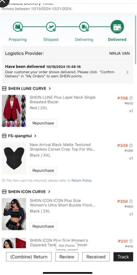 SHEIN 2XL Red Blazer (Category: Coats, Jackets and Outerwear) located in Manila. Submitted by prebyry (Listing ID 1395965874, Image 2). Description: Used once and washed Red Blazer 2XL ₱500 MOP Gc@sh Delivery Lala/ggx.