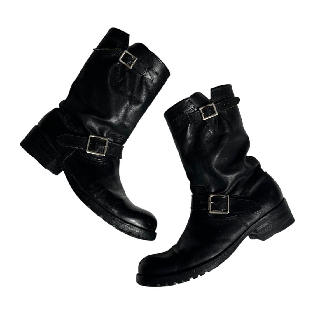 2000s ATTACHMENT by Kazuyuki Kumagai Engineer Boots (Category: Boots) located in Quezon City. Submitted by jusjawnz (Listing ID 1396029626, Image 3). Description: These engineer boots from Kazuyuki Kumagai’s Attachment honor the iconic design of the engineer boot while elevating it with a streamlined profile, proportioned toe, and elevated heel. Meticulously constructed, they showcase the label’s balance of rugged practicality and artisanal detai