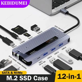 12-in-1 USB C Docking Station M.2 SSD Enclosure USB C HUB TYPE C to HDMI Adapter 4K60Hz 1000Mbps PD100W USB3.0 5Gbps For Macbook64223852843779110