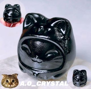 💖Obsidian Frosted Lucky Cat Daruma💖 $138❤️ So Cute🥰😍 Everyone Remember to Place One at This Year's Five Yellow and Sickness Positions🖤 😍Adorable and Stylish😍 Perfect for Home/Car🖤 Obsidian Removes Negative Body Energy and Increases New Vitality👍🏿 Protects Those Working Night Shifts or Driving at Night, Also Known as Guardian Stone🖤64225406403329110