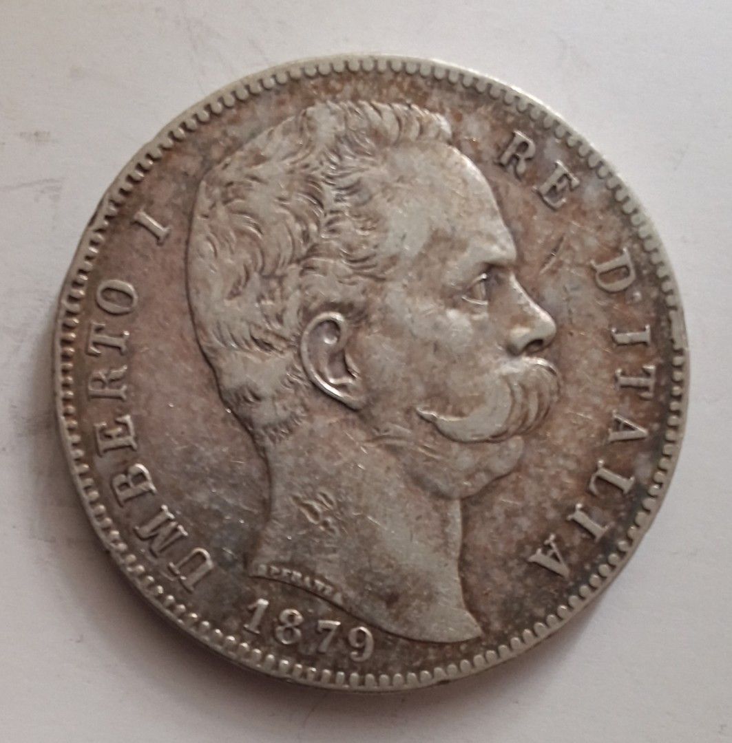 1879年意大利王國五里拉流通銀幣-羅馬鑄造, 興趣及遊戲, 收藏品及紀念品, 錢幣- Carousell