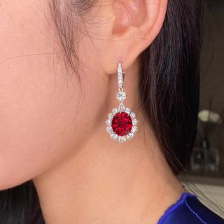 Round Ruby 18K Gold Diamond Earrings Custom Made | Lab-Grown Gemstone Pendant | Laboratory Grown Gem Setting Service by WTS Master Jewelry Design & Modification | Tsim Sha Tsui Store | WTS 62769039 Local Craftsmanship | In-House Factory64227393337859110