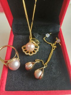 淡水銀鑲珍珠頸鏈/戒指/耳線64223507021826110