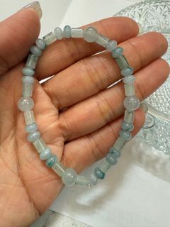 天然緬甸翡翠A玉 冰藍飄花手鏈64225816207363110