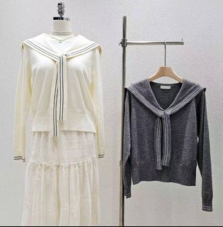 韓國製水手服款襯衫(灰/白)64226036839809110