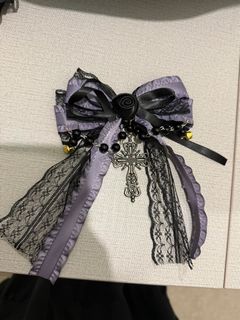 🎃萬聖節紫色哥德式蝴蝶結髮飾頭夾64227740860547110