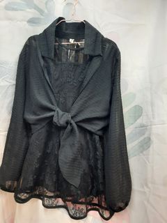 黑色蕾絲蝴蝶結上衣64229674344193110