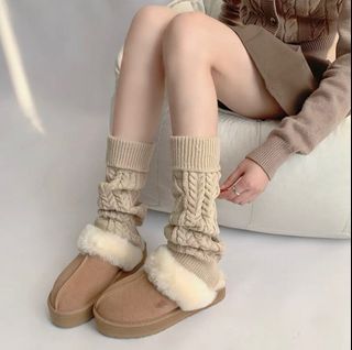 淺卡其米色針織保暖腿套對對襪套64230510724739110