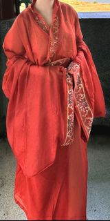 Red Warring States Hanfu, Original Restoration Style Mashan Chu Tomb Zhiju Robe64230839758594110