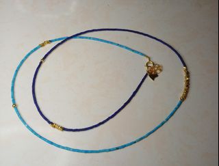 Accessories: #2.1mm Afghan Lapis Lazuli/Hubei Turquoise Half Sky Necklace (S251020-2)64230164298242110