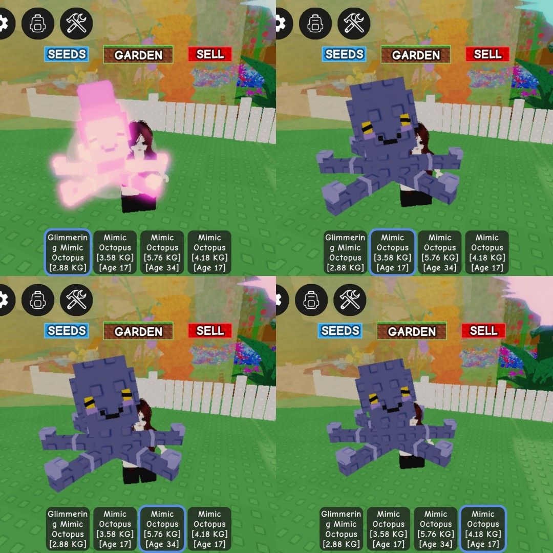[ 4PCS BUNDLE ] MIMIC OCTOPUS PET GROW A GARDEN ROBLOX (Category: In-Game Products) located in Cavite. Submitted by kawaiigaming (Listing ID 1399257350, Image 1). Description: 𐙚⋆.˚ kawaiigaming .ᐟ.ᐟ selling #growagarden pet & sheckles .ᐟ ♡ Pet ability can be seen on the 2nd photo. ♡ Always check my listings for more items. ♡ All pets available, some are pre-order and some are onhand— feel free to dm me what you need. ♡ Strictly not going first. 