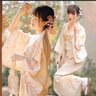 米白煙花浴衣附送 白色腰封64230839673602110