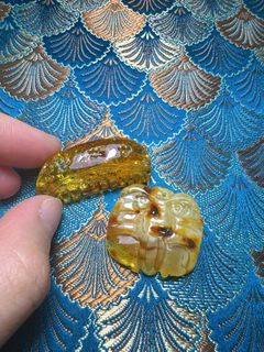 琥珀蜜蠟蝴蝶+花珀梳 小掛件64231512762627110