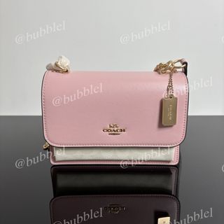 🏆 Purple Diamond Official Store 🏆 'Outlet 30% Off New' COACH Klare 21 Accordion Bag, Canvas and Leather Combination, Shoulder Crossbody Bag, Small Size, Women's Pink, 21.6 x 7 x 15.9cm64226037517442110