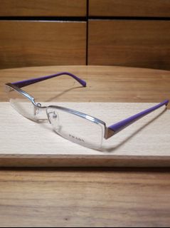 🈹️ 特價 #PRADA VPR53N-A 1BC-1O1 Size 53/17 #長方形 #銀色框 紫色臂 #半框眼鏡 #Fashion #square Silver metal frame purple arms #Eyeglasses, #retrostyle #vintage #madeinitaly64228049626625110