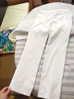đKorean Brand Prelin White Pants Elastic Waist Long Pants Stretchable Super Comfortable Pure White Casual Elastic Waist Shirt Skirt White Pants64226813447810110