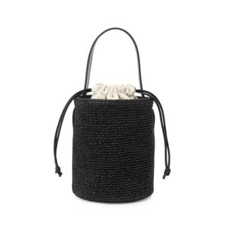 日本 ADAM ET ROPE' FEMME 黑色銀線帆布 小水桶 束口 手提袋64225815999491110