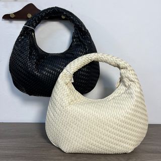 美國 Amazon Essentials 黑米白色編織皮革 手提袋64225815966594110