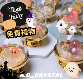 "🎃Free Gift🎁" 🎃Happy Halloween🎃 Happy Halloween👻Trick Or Treat🍬🍭 👻A.O Handmade "👻Glow-in-the-Dark Ghost Golden Rutilated Quartz Candy Box🍭/👻Glow-in-the-Dark Ghost Clear Quartz Candy Box🍭", (not candy, not edible) 😍So cute, the ghost figurine actually glows😍 Each one is unique, handmade by A.O shop owner, full of joy🥰🫶🏾 Spend over $400 in a single purchase and you'll get one啦🥳💖Spreading happiness and positive energy🥳💖64224129077121110