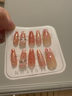 美甲套裝 Hello Kitty 蝴蝶結 鑽飾64228784393345110