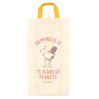 日本 PEANUTS SNOOPY 史努比 75週年 淺黃色尼龍布 手挽 鞋袋64226447236354110
