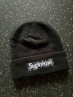 (全新) Supreme New Era Bandana Boxed logo beanie hat black 黑色 冷帽64228235128833110