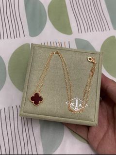 ✨In Stock Van Cleef & Arpels Four-Leaf Clover Carnelian Rose Gold Necklace64224722935809110