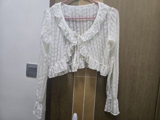 白色蕾絲荷葉邊外套 white lace cardigan64229975191041110