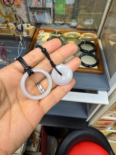 天然A貨白翡翠子母扣吊墜64224420290049110