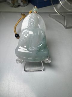 Myanmar🇲🇲 Jadeite A Jade, Flower Pattern Guanyin64225406238210110