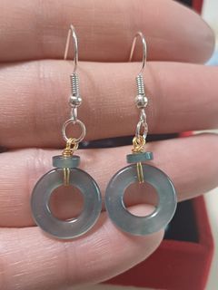 天然A貨翡翠平安耳環/勾64226814460675110