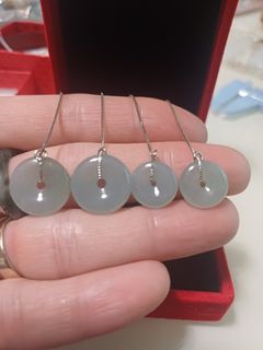 天然A貨翡翠平安扣仔耳線64226814432387110