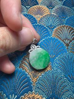 清位！保真緬甸翡翠A貨白加綠圓無事牌64232046293377110