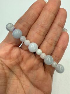 天然緬甸翡翠A玉 9+mm冰粉紫珠手鏈64225028921218110