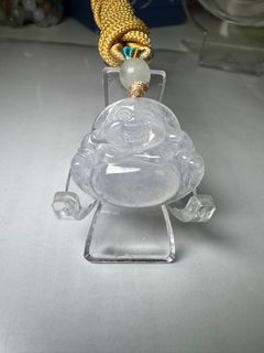 Myanmar🇲🇲 A-grade jadeite, ice🧊type Buddha pendant, transparent ice type with characters64225406080130110