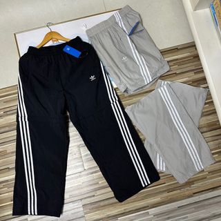 Adidas 春夏季新款2025三葉草阿迪達斯三條槓闊腿褲情侶款男女同款寬鬆版型運動褲休閒褲男士長褲子女士衛褲青年哈倫褲 長褲 pants trousers 男裝穿搭 女裝穿搭64221969571969110