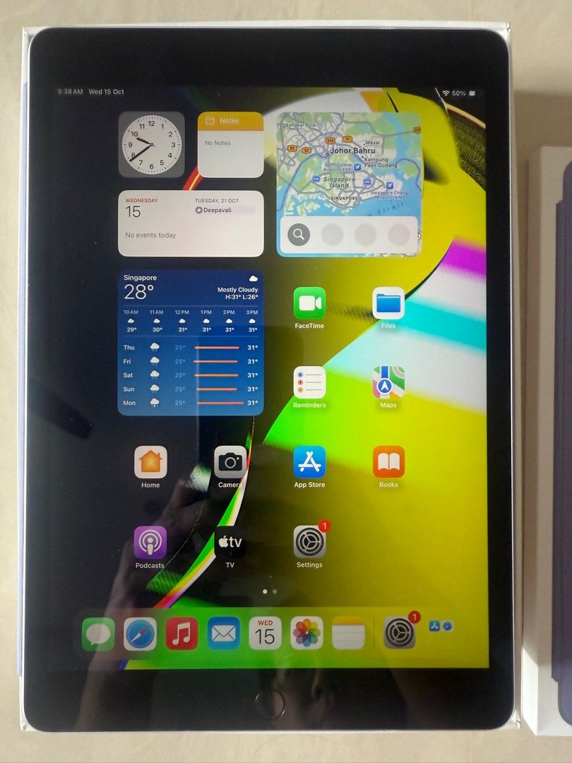 (Category: iPad) located in Singapore. Submitted by gkl00 (Listing ID 1399360409, Image 1). Description: - Excellent Apple iPad C/W Smart Cover in Lavender - Folds into a stand for typing and viewing - Includes original box .