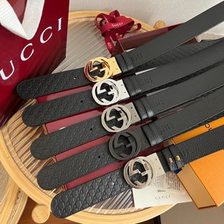 Authentic gucci lychee lined double g letter buckle64225229848579110