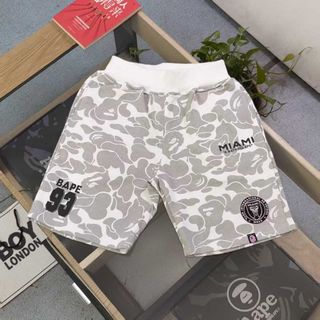 💎誠信賣家💎Bape ✖ ️ MIAMI 猿人頭聯名邁阿密國際刺繡圖案 logo 印花休閒情侶毛圈短褲五分褲64231356334466110