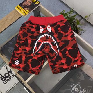 💎誠信賣家💎Bape 猿人頭聯名鯊魚 ABC 大迷彩圖案 logo 休閒情侶毛圈短褲五分褲64222832352131110