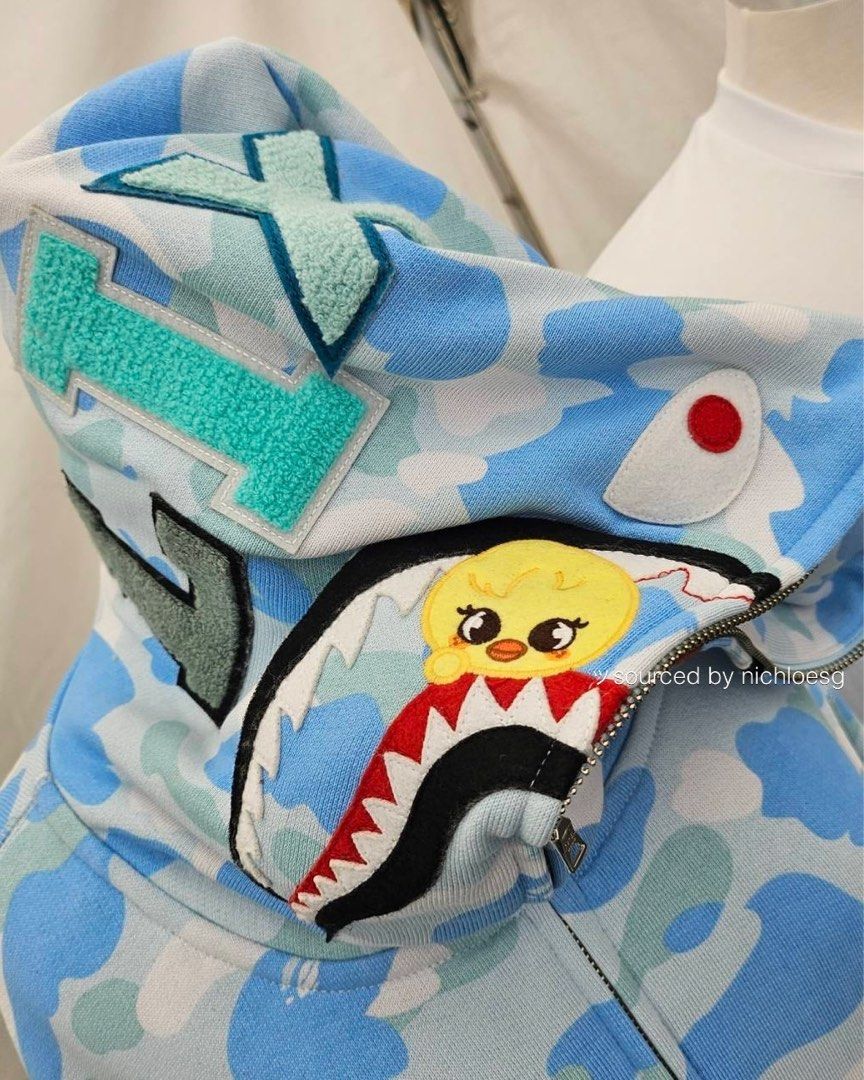 BAPE X STRAY KIDS SHARK FULL ZIP HOODIE, Hobbies & Toys