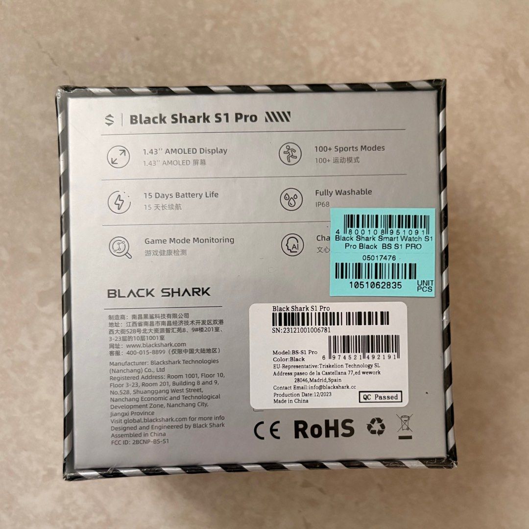 Black Shark G1 Pro (Category: Wearables & Smart Watches) located in Mandaluyong City. Submitted by tano20 (Listing ID 1399392972, Image 3). Description: - 1.43’’ AMOLED Display - 15 Days Battery Life - Supports Chat GPT - Gaming Health Monitoring Mode - 100+ Sports Mode - Fully Washable.